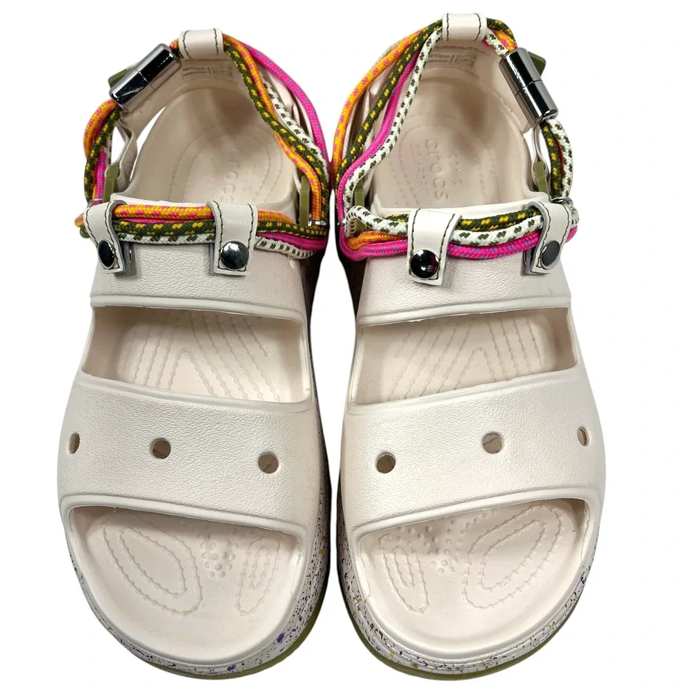 Crocs Hiker Xscape Festival Sandals W10/M8 White Pink Platform Chunky Gorpcore